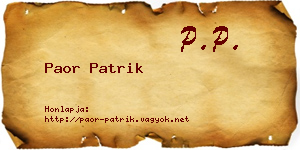 Paor Patrik névjegykártya